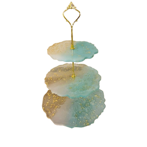 Soporte de Pastel de Resina de 3 Niveles Hecho a Mano, Elegante Bandeja de Exhibición de Postres con Aspecto de Mármol, para Bodas, Fiestas y Decoración del Hogar - Product Image 1