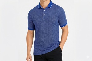 เสื้อเชิ้ตผู้ชายผ้าโพลีเอสเตอร์เจอร์ซีย์ระบายอากาศได้ดี น้ำหนัก 180 กรัม พิมพ์ลายจุดสีม่วงด้านหน้า แขนสั้น ติดกระดุม ทรงลำลอง ใส่สบาย - Product Image 4