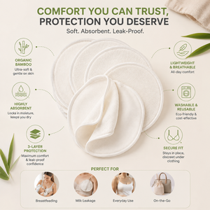 Coussinets d'allaitement réutilisables en bambou biologique |   Coussinets d'allaitement lavables, doux, absorbants, protection contre les fuites pour les mères allaitantes - Product Image 5