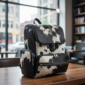 Unisex Cowhide Leather School Bag With Buckle Closure Shoulder Straps Fashionable Daily Use Travel Bagpack - Product Image 5