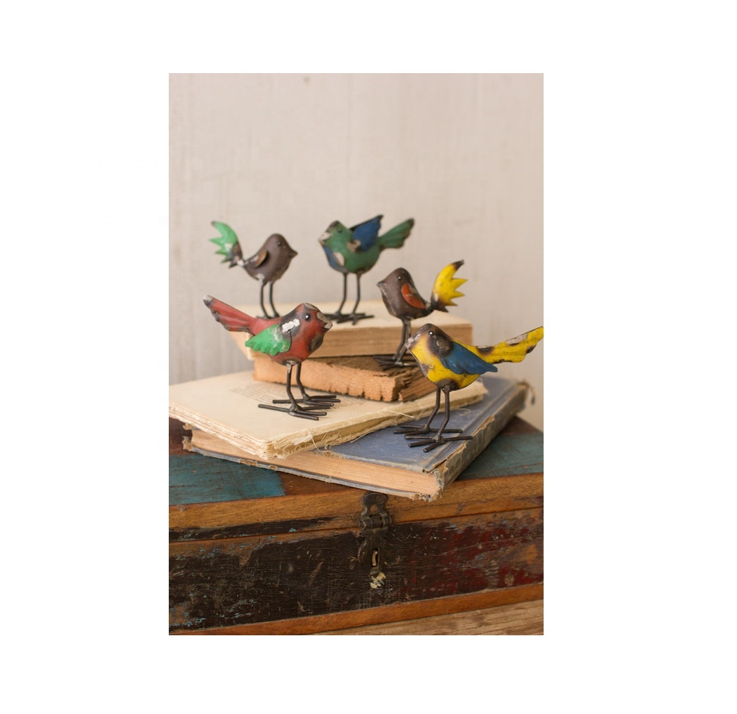 Metal Birds With Painted Colored Design Best Indoor Decor Metal Design Sculpture Colored And Painted Finishing Design