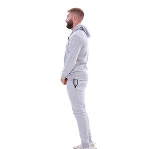 Ensemble de survêtement gris à capuche pour homme, couleur unie, décontracté, avec sweat-shirt et pantalon long, poches latérales et cordon de serrage - Product Image 3
