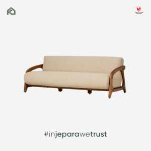 Canapé en teck minimaliste durable de luxe, tissu bouclé, 2 places, pour l'extérieur, patio, salon, meubles Jepara Indonésie - Product Image 1