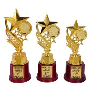 Set de Trofeos Gold Star 1er, 2do y 3er Lugar, Premios de Excelencia para los 3 Mejores Participantes (Ganador, Subcampeón, Segundo Subcampeón, Oro Premium) - Product Image 1