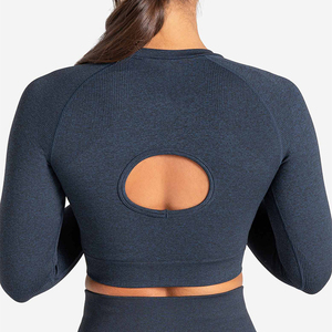 Camiseta de Yoga para Mujer, Elástica en Cuatro Direcciones, Transpirable, de Secado Rápido, Ropa Deportiva para Fitness, Ejercicio, Gimnasio, Sin Costuras, Suave - Product Image 5