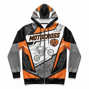 Sweat à capuche zippé pour homme, design sportif, color block, impression par sublimation, polyester respirant, coupe classique, pour l'automne - Product Image 5