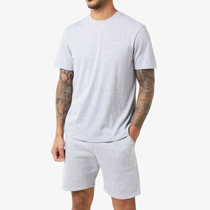 Customized Logo Design Printed T-Shirt Shorts <b>Set</b> Factory-Made Summer Wear for Men Solid Color Hip Hop Terry Cotton Material - Product Image 4