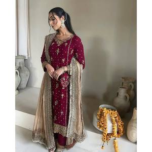 Robes de soirée de créateur Party Wear Top Bottom et Dupatta Set - Product Image 2