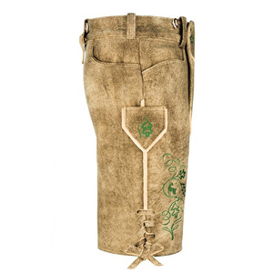 Shorts en cuir vieilli marron vintage pour homme, style Lederhosen authentique allemand, pour l'Oktoberfest, avec bretelles - Product Image 2