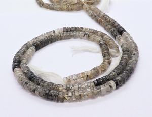 Perles Heishi en quartz rutilé noir naturel AAA, 7-8 mm, lisses, en forme de roue, 16 pouces - Product Image 5