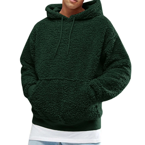 <b>Men's</b> Brown <b>Sherpa</b> Hooded <b>Fleece</b> Sweatshirt Oversized Casual Winter Wear Pocket Design Regular Fit Knitted Solid Color - Product Image 6