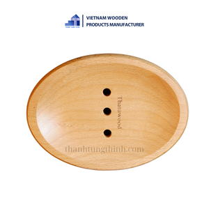 Wooden Soap Dish With Drainage Holes Anti-Slip Natural Finish Simple Shape Design Made in - Product Image 4