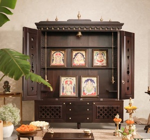 Traditional South Indian Wooden Temple Doors Temples Hande Made Closet Indian Hindu Wooden Shrine Pooja <b>Mandir</b> Temple for Home - Product Image 4