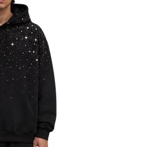 เสื้อฮู้ดโอเวอร์ไซส์สีดำสำหรับผู้ชาย ตกแต่งด้วยคริสตัลรูปดาวและเพชรเทียม ผ้าฝ้ายหนานุ่ม สไตล์สตรีทแวร์ เหมาะสำหรับฤดูหนาว - Product Image 4