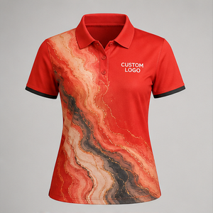 Custom Bright Red Charcoal Marble <b>Womens</b> <b>Polo</b> <b>Shirt</b> Quick Dry Breathable Short Sleeve Golf Team Uniform WPS-0861 - Product Image 2