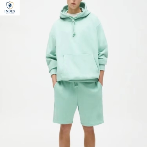 Conjunto de Sudadera con Capucha Color Verde Menta para Hombre, Ropa Informal de Verano, 100% Algodón Tejido de Felpa, Marca Index Apparel - Product Image 1