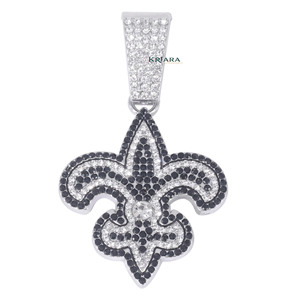 Colgante Hiphop Flor de Lis con Cristal de Laboratorio y Plata 925, Unisex, para Uso Diario - Product Image 3