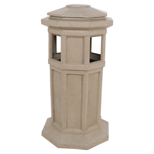 Poubelle décorative en grès gris marbré pour extérieur, idéale pour l'aménagement paysager, les jardins, les rues et les espaces publics - Product Image 2
