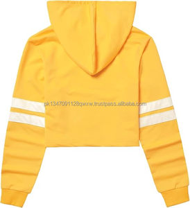 Sudadera con capucha de seda de gran tamaño recortada a la moda para mujer, sudadera de invierno de Punto ligero, diseño bordado, Top corto personalizado, Jersey informal - Product Image 6