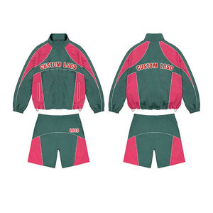 Custom Two Piece Windbreaker <b>Short</b> Jacket Set Patchwork <b>Zip</b> up Nylon Polyester Streetwear Tracksuit <b>Men</b> Windbreaker <b>Short</b> Set - Product Image 1