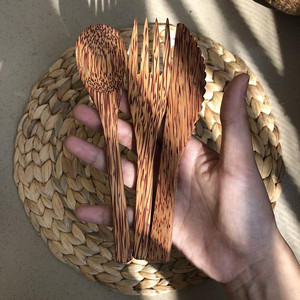 Coconut Wood Eco-Friendly Cutlery Tableware Set for Restaurants Travel Use Complete Kit From Vietnam Factory Wholesale Export - Product Image 1