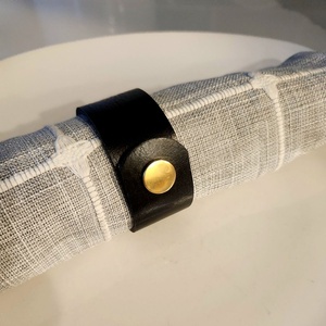 Modern Minimal Leather Napkin Ring Reusable Eco-Friendly Metal Button Premium Dining <b>Table</b> Decor for Restaurant Hotel Wedding - Product Image 1