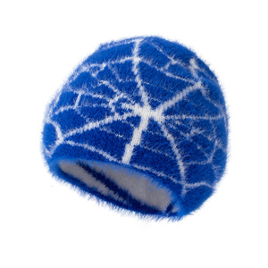 Blue White Abstract Jacquard Beanie Knit Hat Unisex Casual <b>Winter</b> <b>Cap</b> 56-58CM Adult Style - Product Image 6