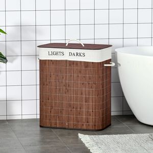 Cesto para Ropa Sucia de Bambú y Ratán con 2 Bolsas de Plástico Extraíbles, Capacidad de 26.4 Galones, para Uso en el Baño, Color Marrón - Product Image 2