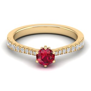 แหวนหมั้นเพชรพลอยทับทิมทรงกลมขนาด 0.5 กะรัต รุ่น REYES สำหรับผู้หญิง ได้รับการรับรองจาก GRA แหวนทองคำขาว 14K ประดับเพชรโมอิสซาไนต์ - Product Image 1