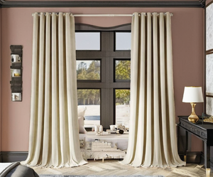 Velvet <b>Curtain</b> Polyester/Linen Blend Art Deco Design <b>Light</b> Filtering & Washable - Product Image 2