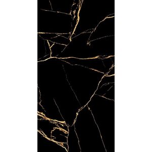 Dark Black Glazed Vitrified Tiles with Golden Veins Full Black Porcelain Tiles in 600x1200MM Size Elegant Commercial Interior - Product Image 2