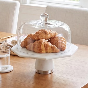 Soporte para pasteles Polygon con cúpula de cristal y base de mármol, reutilizable para servir croissants - Product Image 5