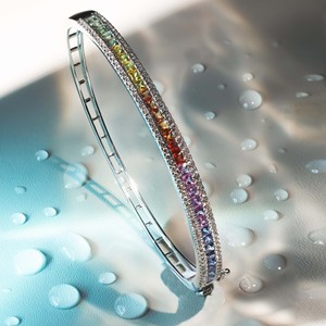 Bracelet chaîne de luxe en or blanc 14 carats avec diamants de laboratoire taille brillant pour femme, maillons géométriques entrelacés classiques et complexes, 8,8g - Product Image 3