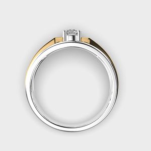 Anillo de Dos Tonos con Moissanita Redonda de 4MM para Hombre, Plata 925 con Baño de Rodio, Regalo de Aniversario de Bodas o Fiesta para un Amigo - Product Image 3