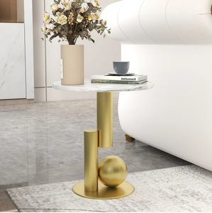 Ball Style <b>Table</b> Luxury Furniture Marble Top Round <b>Sides</b> <b>Table</b> for Living Room, Hotel, Office Black Modern Corner <b>Table</b> - Product Image 1