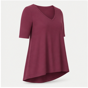 Camiseta de mujer con cuello en V y manga hasta el codo, corte en A, WTS-0144 - Product Image 2