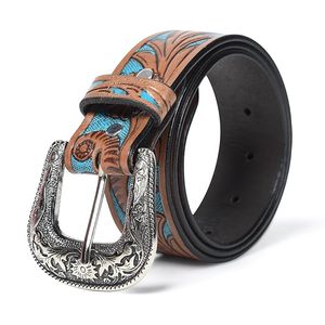 Ceinture de luxe en cuir véritable pour homme, style western, ornée de perles, motif floral, faite à la main, cadeau idéal - Product Image 2