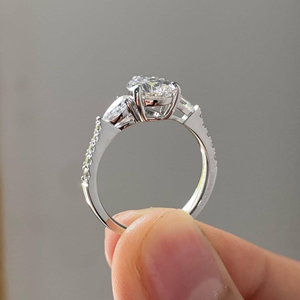IGI Certified Three Stone Pear Cut Lab Grown <b>Diamond</b> Engagement <b>Ring</b> 14K Gold Luxury Wedding Bridal Jewelry Gift - Product Image 5