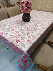 Organic cotton hand block printed <b>table</b> cloth for hotel wedding home party in rectangle square <b>round</b> shape handcrafted in Jaipur - Product Image 4