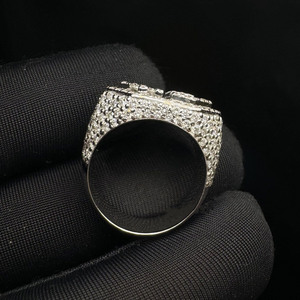 Iced Out Style Round Cut Moissanite Diamond Engagement <b>Ring</b> Hip Hop Style Anniversary Gifts 925 Sterling <b>Silver</b> Jewelry for <b>Mens</b> - Product Image 4