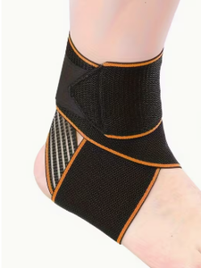 Attelle de cheville réglable en néoprène avec fermeture auto-agrippante souple pour le sport et le fitness, protection respirante unisexe noir orange - Product Image 2