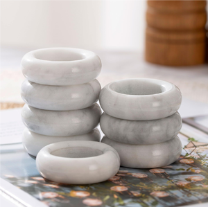 Marble Napkin Rings <b>Set</b> with Elegant <b>Square</b> Design for Home & Wedding Decor Marble Napkin Ring Home Kitchen Hotel Used - Product Image 1