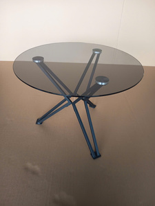 <b>Round</b> Coffee <b>Table</b> Glass Top Metal Pedestal End <b>Table</b> Dining <b>Side</b> <b>Table</b> for Living Room Hotel Restaurant - Product Image 4