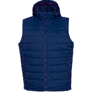 <b>Men's</b> <b>Black</b> Hooded Quilted <b>Vest</b> Windproof Casual Outerwear Polyester Wadding Zipper Closure Solid Color Regular Length 2026 - Product Image 6