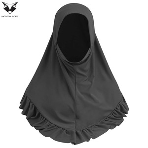 Hijab instantané gris à volants, prêt à porter, mode modeste, confortable et respirant, foulards hijab pour femmes, facile à porter - Product Image 4