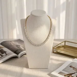 Collar de Diamantes con Baño de Oro Blanco para Mujer, Corte Brillante, Certificado IGI, Joyería Clásica para Boda, Color D, RAMDUT IMPEX - Product Image 1