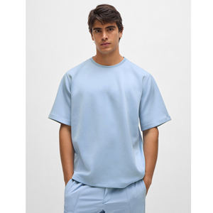 Camiseta Beige Sólida para Hombre, Cuello Redondo, Manga Corta, Holgada, Transpirable, Informal, para Verano - Product Image 5