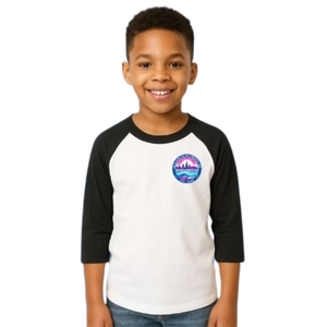 Boy's <b>White</b> and Black Baseball Shirt Casual Three Quarter Sleeve Raglan <b>Tee</b> Everyday Comfortable Lifestyle Clothing Top - Product Image 1