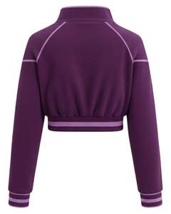 Veste polaire courte zippée violette personnalisée pour femme, sweat-shirt court décontracté à manches longues, streetwear, vêtements de sport, fournisseur OEM - Product Image 2