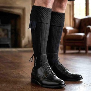 <b>Knee</b> <b>High</b> Black Wool <b>Socks</b> for Scottish Kilt Highland Dress Use Made in Pakistan - Product Image 3